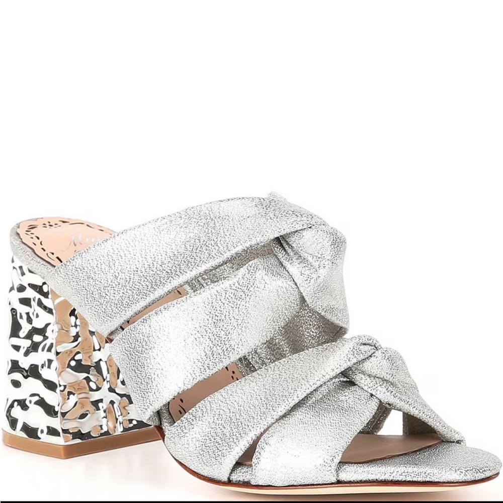 Muse by Marchesa Iris Knotted Metallic Dress Slide Sandals